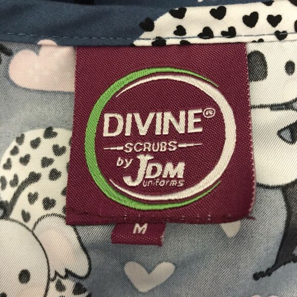 Divine Scrubs by JDM Uniforms Medium Blue Koala Bear Scrubs Pockets V-Neck Top - Picture 8 of 10